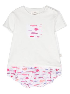 TEDDY & MINOU fish-print cotton T-shirt and bloomers - White