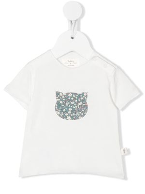 TEDDY & MINOU floral-print cat-pattern T-shirt - White