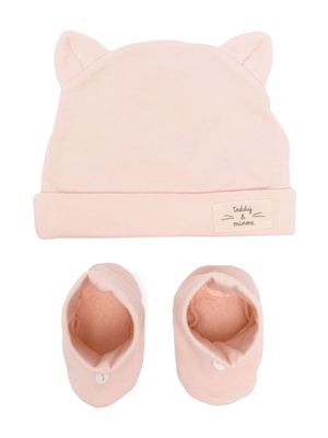 TEDDY & MINOU logo-patch hat set - Pink