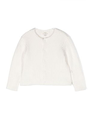 TEDDY & MINOU ribbed-knit cotton cardigan - White