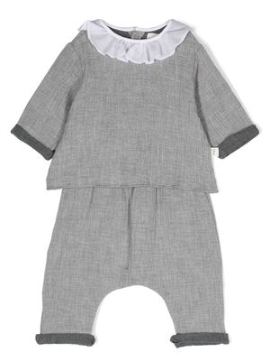 TEDDY & MINOU ruffled-detail cotton trousers set - Grey