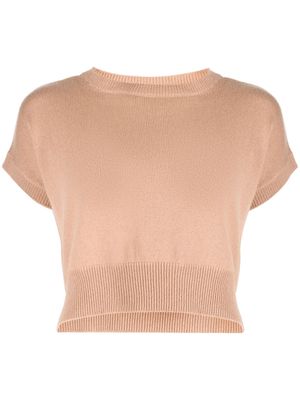 Teddy Cashmere knitted cashmere crop top - Brown