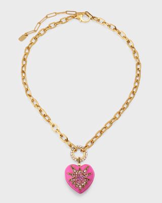 Tefiti 24K Gold-Plated and Crystal Heart Pendant Necklace