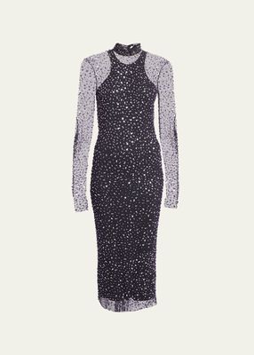 Tegan Shiny Tulle Midi Dress