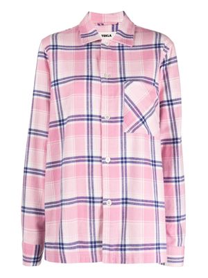 TEKLA checked flannel pyjama shirt - Pink
