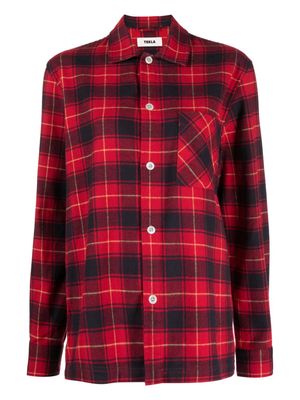 TEKLA checked flannel pyjama shirt - Red