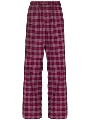TEKLA flannel straight-leg pajama bottoms - Pink