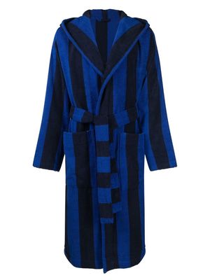 TEKLA hooded striped bathrobe - Blue