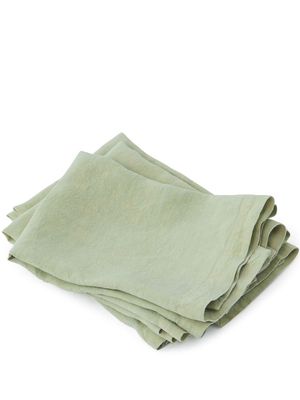 TEKLA logo-patch linen napkin - Green