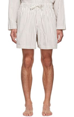 Tekla Off-White & Brown Organic Cotton Pyjama Shorts