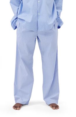 Tekla Organic Cotton Poplin Pajama Pants in Pin Stripes