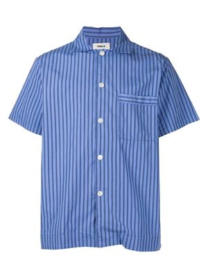 TEKLA pinstripe short-sleeve pyjama shirt - Blue