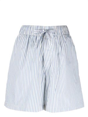 TEKLA Placid Blue striped pyjama shorts - White