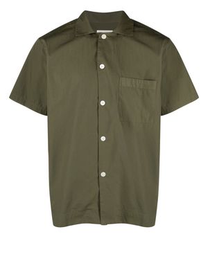 TEKLA short-sleeved organic cotton pajama shirt - Green