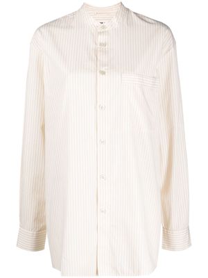 TEKLA stripe-print organic cotton pajama shirt - White