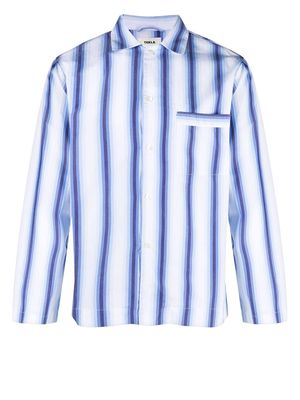 TEKLA striped cotton pyjama shirt - BME MARQUEE BLUE