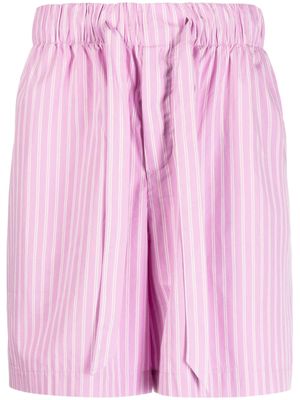 TEKLA striped cotton pyjama shorts - Purple