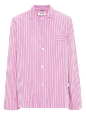 TEKLA striped cotton pyjama top - Pink