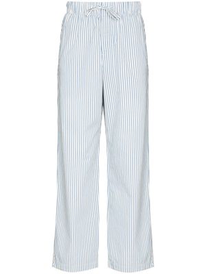 TEKLA striped drawstring poplin pajama bottoms - White
