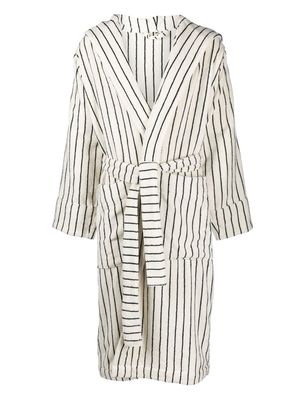 TEKLA striped hooded bathrobe - Neutrals