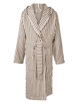 TEKLA striped organic cotton bath robe - Brown