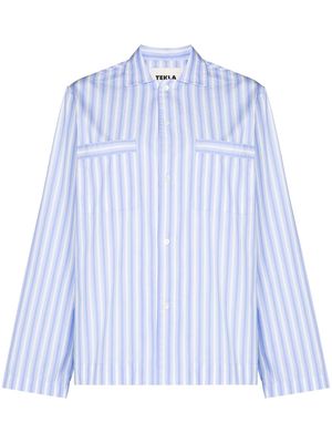 TEKLA striped organic cotton pajama shirt - Blue