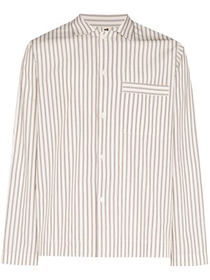 TEKLA striped organic cotton pajama shirt - White