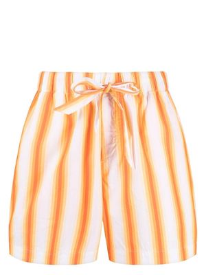 TEKLA striped organic-cotton pyjama shorts - Orange