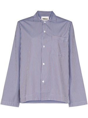 TEKLA striped pajama shirt - Blue