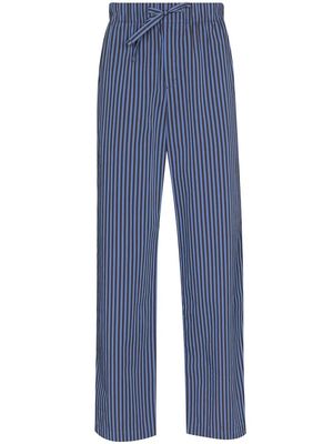TEKLA Verneuil stripe-pattern pajama bottoms - Blue