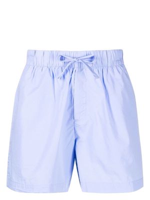 TEKLA wide-leg poplin pajama shorts - Blue