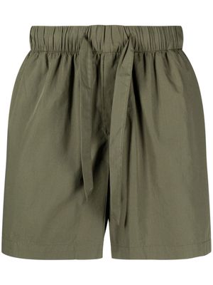 TEKLA wide-leg poplin pajama shorts - Green