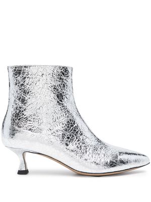 Tela 60mm cracked-effect leather boots - Silver