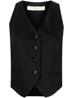 Tela button-up cotton waistcoat - Black
