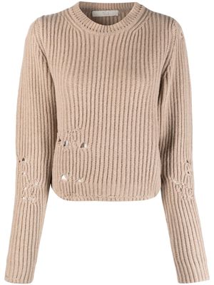 Tela distressed-effect ribbed-knit jumper - Neutrals