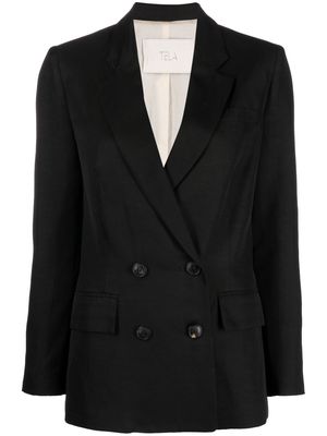 Tela double-breasted cotton-blend blazer - Black