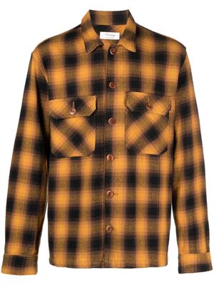 TELA GENOVA herringbone check-pattern cotton shirt - Orange
