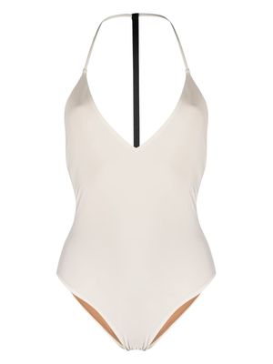 Tela halterneck open-back swimsuit - White