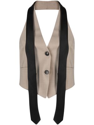 Tela halterneck open-back waistcoat - Neutrals