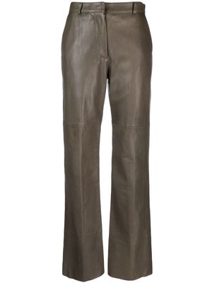 Tela high-waisted leather straight-leg trousers - Green