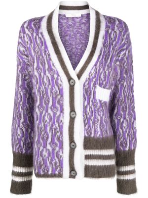 Tela intarsia-knit V-neck cardigan - Purple