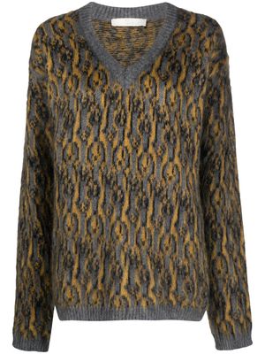 Tela intarsia-knit V-neck jumper - Grey