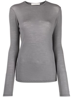 Tela ribbed-knit long-sleeve wool T-shirt - Grey