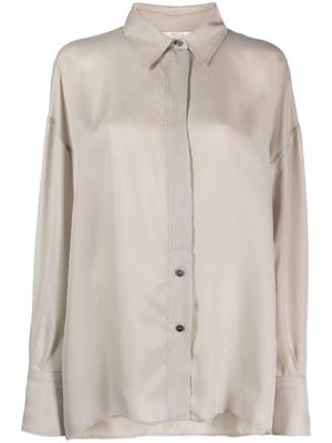 Tela short-button long-sleeve shirt - Neutrals