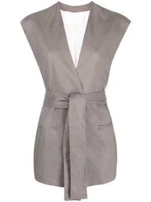 Tela tie-waist sleeveless jacket - Grey