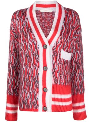 Tela V-neck intarsia-knit cardigan - Red