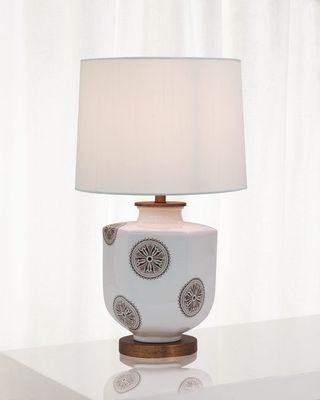Temba Table Lamp, Brown/White