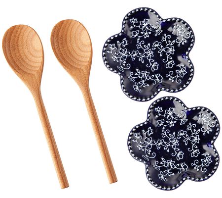 Temp-tations Floral Lace Set of 2 Figural Spoon Rests with