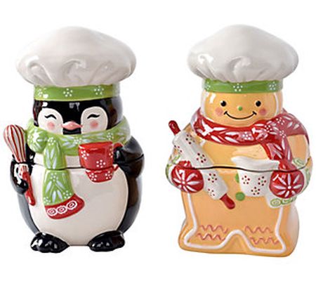 Temp-tations Special Edition S/2 Merry Chefs Treat Jars