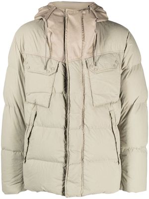 Ten C crinkled hooded down padded jacket - Neutrals